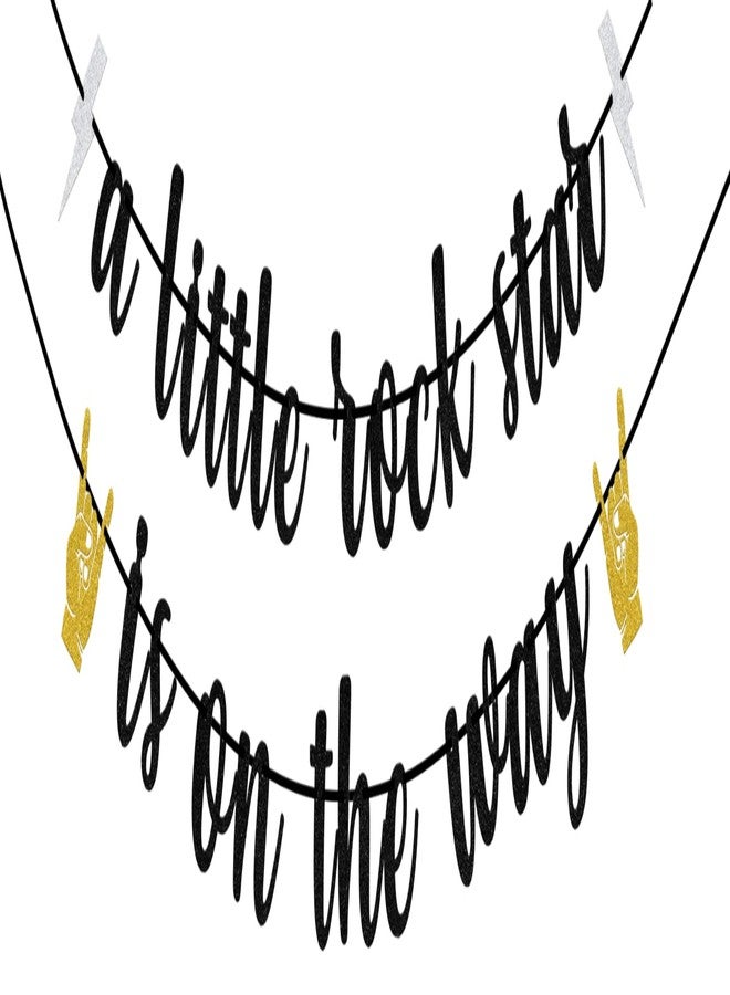 WFKLDF Little Rock Star Banner - Rock & Roll Party Decorations, Baby Shower Gender Reveal - Image 1